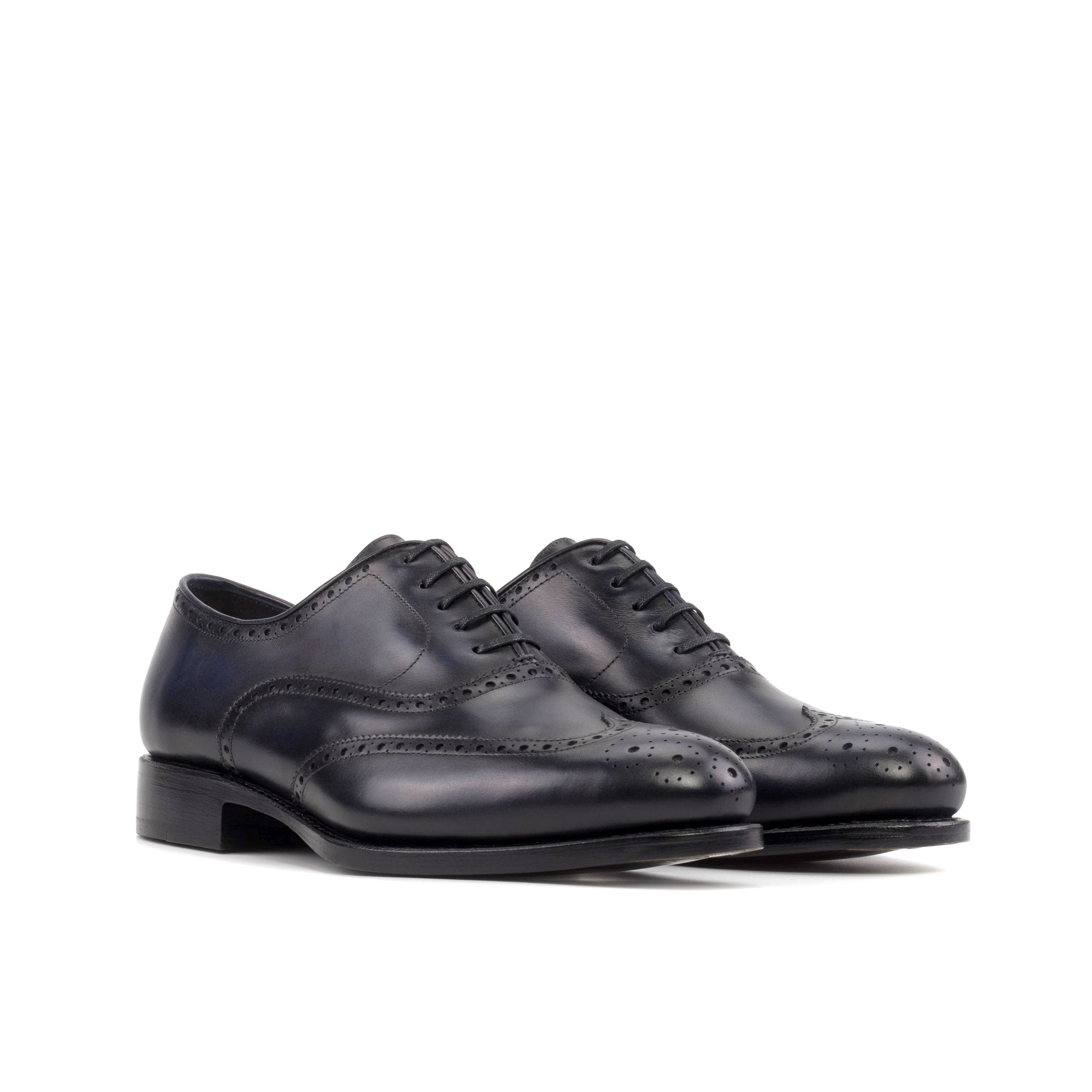 Navy blue Goodyear Welted Wingtip Oxford Brogue Dress Shoes