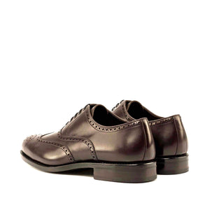 English Look Round Toe Dark Brown Goodyear Welted Wingtip Oxford Brogue Dress Shoes