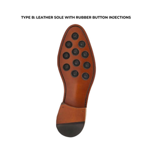 Leather sole with Rubber button injection